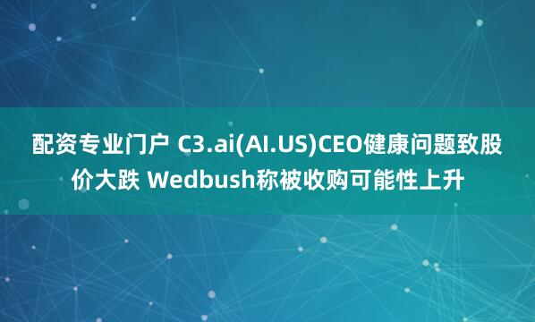 配资专业门户 C3.ai(AI.US)CEO健康问题致股价大跌 Wedbush称被收购可能性上升